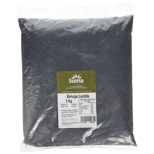 Suma Bagged Down Beluga Lentils 3 kg (Pack of 1)