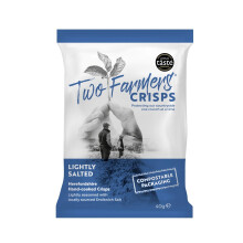Two Farmers Crisps, Lightly Salted Hand Cooked Crisps, Vegan and Vegetarian, Gluten Free, 100% Compostable Bags, 24 x 40g