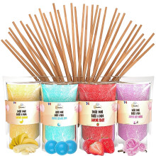 GREENDOSO? Sugar For Candy Floss Machine (4x320g) - Pack of 4 Flavours (Strawberry-Bubble Gum-Banana-Vanilla) - 50 Sticks