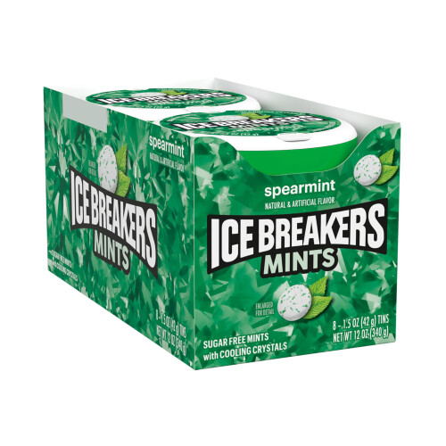 ICE BREAKERS Sugar Free Mints, Spearmint, 1.5 Ounce (Pack of 8) 1