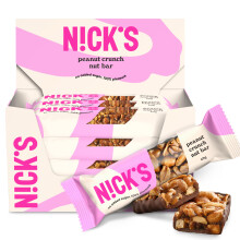 NICKS Nut Bar Peanut crunch, Vegan Chocolate Keto Snack 3.7 Net Carbs, 176 Calories, No Added Sugar Gluten Free Low Carb Sweets (Multipack 12x40g)