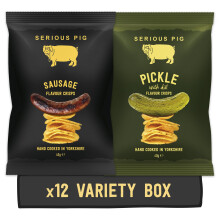 Serious Pig Crisps Variety Pack | Sausage and Pickle With Dill Flavours | Hand Made With Finest Yorkshire Potatoes (12 Pack)