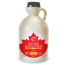 47? North Canadian Organic Maple Syrup, Single Source, Grade A, Amber Rich 1000ml vegan, gluten free for pancakes, dressing, joghurt, coffee