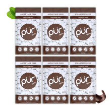 PUR Gum | Sugar Free Chewing Gum | Made with Xylitol | Vegan, Aspartame Free, Gluten Free and Keto Friendly | Natural Chocolate Mint Flavoured Gum, 55