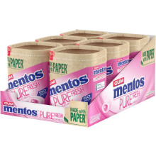 MENTOS GUM - Pure Fresh Chewing Gum - Crisp Outer Shell and Liquid Filled Centre - Bubble Fresh - 6 x 50 Pieces