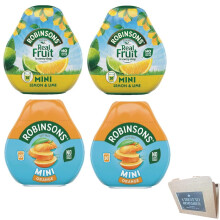 Robinsons Squash'd Mini Squash?d ? 2 Flavour Pack ? 2 x Lemon & Lime and 2x Orange ? No Added Sugar ? Real Fruit in Every Drop