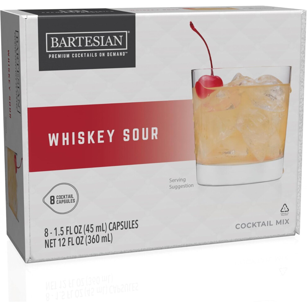 Bartesian Whiskey Sour Cocktail Mix - Whiskey Cocktail Ingredients - Cocktail Capsules - Non-Alcoholic Cocktail Mix - Set Of 8 Capsules Orange