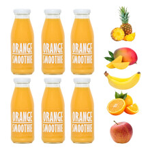 PRESSUICE Orange Smoothie 240 ml - 6 bottles pack - Fruit Smoothies Squash Oranges Apple Pineapple Mango Banana - No added Sugar - Drink for Kids and
