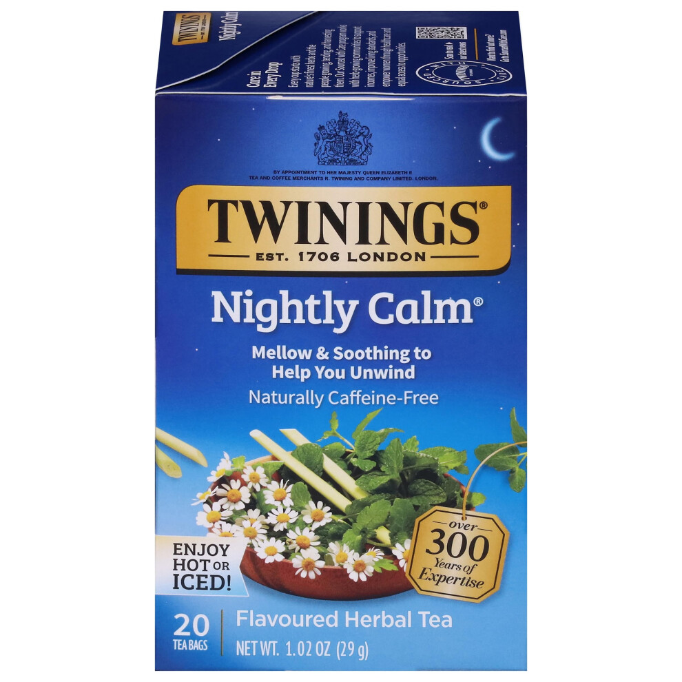 Twinings , Herbal Tea, Bedtime Blend, Naturally Caffeine Free, 20 Tea Bags, 1.02 Oz (29G)