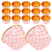 50pcs Large Pink Checkered Cupcake Liners HeatResistant Greaseproof Paper Baking Cups for Parties