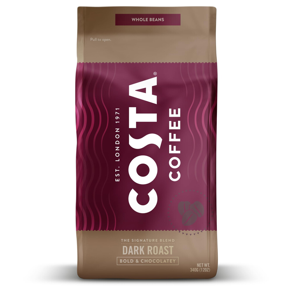 Costa Coffee Whole Bean Coffee, Signature Blend Dark Roast, 12 Oz Each, Rainforest Alliance Certified