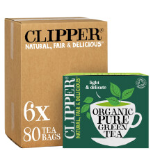 Clipper Organic Fairtrade Pure Green 80 Tea bags (Pack of 6, Total 480 Teabags)