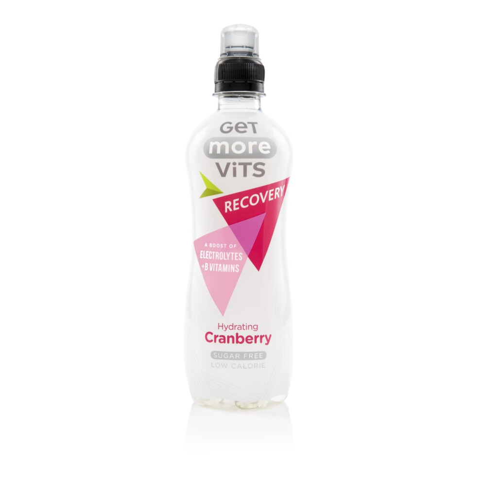 Get More Vits - Sports Recovery & Hydrating Cranberry Flavoured Spring Water (12 X 500Ml), Electrolytes, B Vitamins, Sugar-Free, Low-Calorie, Boosts