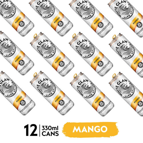 White Claw Hard Seltzer Mango 12 x 330ml Cans 4.5% ABV 1