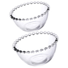 2Pcs Small and Medium Glass Dessert Bowls, MultiUse Clear Salad and Fruit Serving Bowls