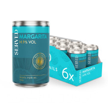 SERVED Margarita 125ml, 14.9% ABV, Premium Quality, Bar Strength, Pre-Mixed & Ready To Drink, 6 x 125ml Cans