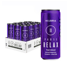 NEUBRIA PAUSE Relaxation Vitamin Drink, Magnesium & L-Theanine with Chamomile & Lemon Balm, Unwind Blend, Sugar Free & Vegan, 12 ? 330 ml Cans