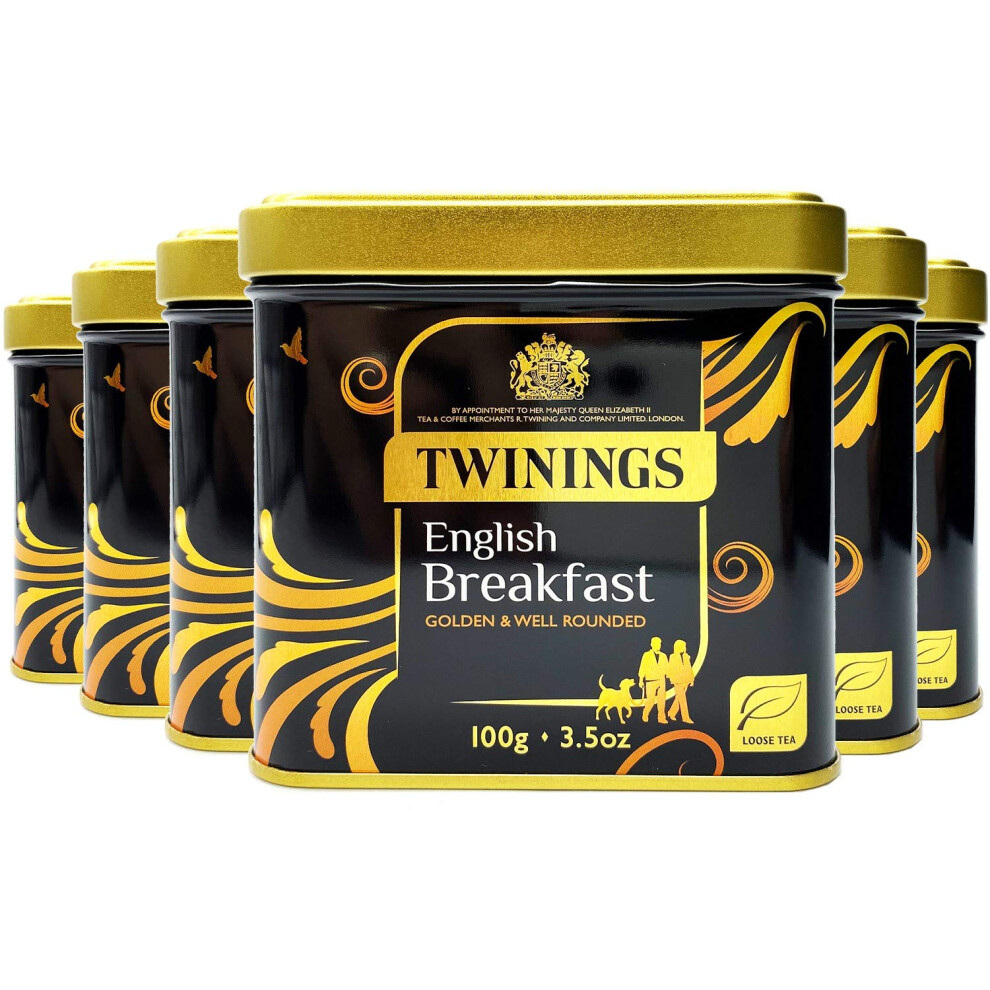 Twinings English Breakfast Loose Tea In Tin 600G (Multipack Of 6 X 100G Tins)