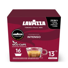 Lavazza, A Modo Mio Espresso Intenso, Coffee Capsules, Arabica and Robusta, Spicy Notes, Intensity 13/13, Medium-Dark Roasting, Compostable, 16 packs