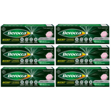 Berocca Boost Effervescent Tablets with Guarana, Caffeine and Vitamin B12, Also Contains Vitamin C and Magnesium, 60 Tablets (6 Pack of 10) - 2 Months