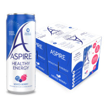 ASPIRE Healthy Energy Drink ? 12 x 330ml Cans ? Zero Calories & Zero Sugar ? Natural Plant Based Caffeine & Multivitamins- Vegan & Gluten Free (Mixed