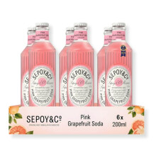 SEPOY & CO. Light Pink Grapefruit Soda - 6 x 200ml | Paloma Premium Cocktail Mixer | Low Calorie, Less Sugar | Pure Himalayan Water & 100% Natural