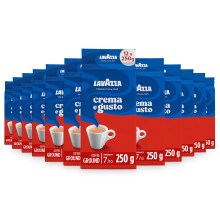 Lavazza Crema e Gusto Classico Ground Coffee, Dark Roast, 250g Each, 12-Pack - Ideal for Moka and Filter
