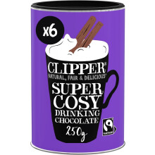 Clipper Super Cosy Drinking Chocolate | 1.5kg Luxury Instant Hot Chocolate Powder | Bulk Buy (6x 250g Tubs) for Home & Office | Eco-Conscious