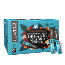 Clipper Organic Medium Roast Arabica Coffee | 200 Sachets | Individually Wrapped Instant Coffee | Gourmet Coffee | Sustainable Fairtrade Coffee by