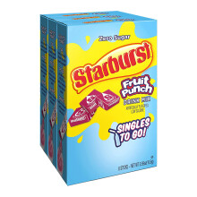 Starburst Singles To Go Powdered Drink Mix, Fruit Punch, 3 Boxes with 6 Packets Each - 18 Total Servings, Sugar-Free Drink Powder, Just Add Water, 6