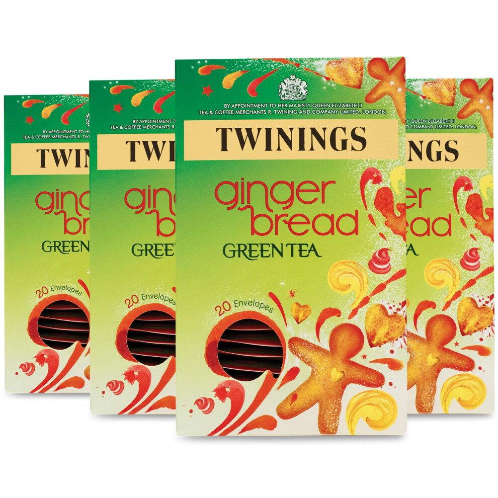 Twinings Gingerbread Tea, 80 Envelopes (Multipack Of 4 X 20 Envelopes) Green