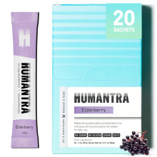 Humantra Electrolyte Packets | Zero Sugar | W/ 6 Electrolytes | Electrolytes Powder (20 Count, Elderberry)