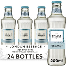 The London Essence Co. Soda Water, Premium Cocktail Mixer, 200ml, Pack of 24 bottles, No Artificial Colours Preservatives or flavours, Low Calorie