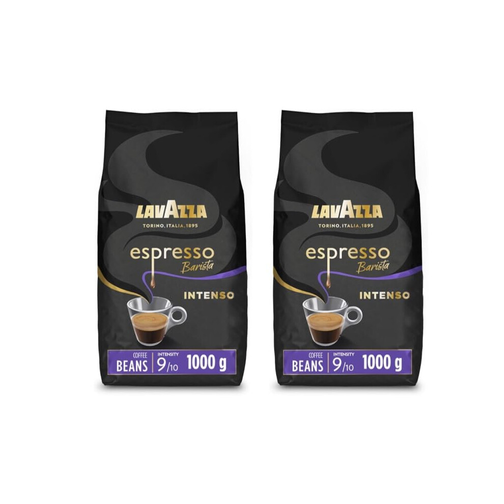 Lavazza Espresso Barista Intenso, Drum Roasted Coffee Beans, Ideal For Espresso Coffee Machines Intensity 9/10, Medium Roasting, 1000G X2