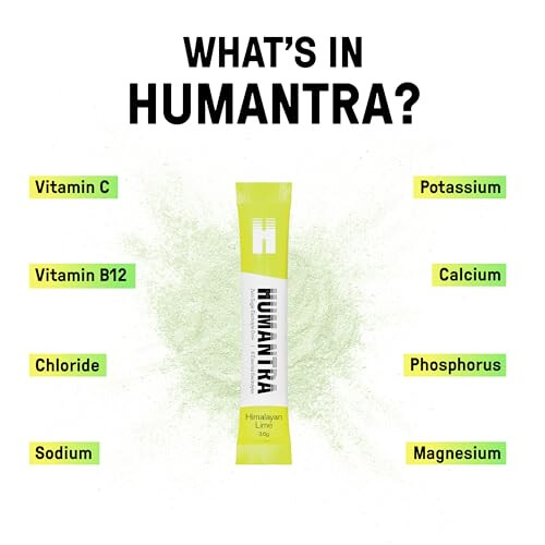 Humantra Electrolyte Packets | Zero Sugar | W/ 6 Electrolytes | Electrolytes Powder (20 Count, Himalayan Lime) 2