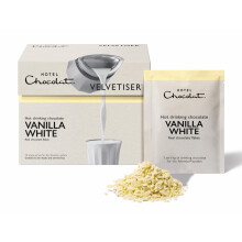 Hotel Chocolat Vanilla-White Hot Chocolate Sachets - Luxury Chocolate Flakes - Pack of 10 Single-Serve Sachets, 310g - Suitable for Vegetarians