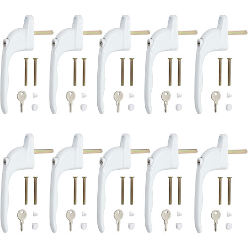 Neoteck 10 Pcs UPVC Window Handle, Double Glazing Universal Espag, White, 43mm