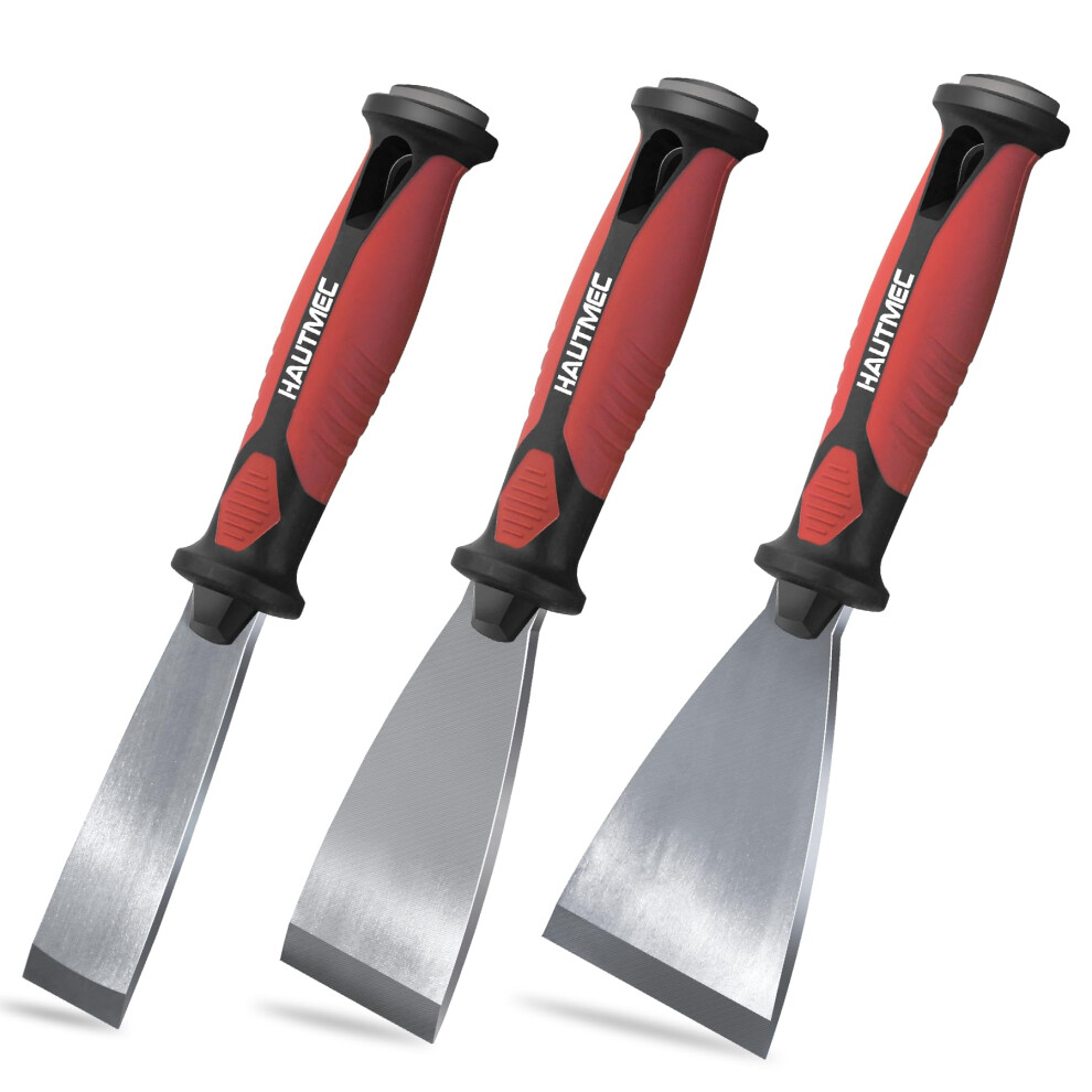 Hautmec Paint Scraper Set 3 Pcs, 1.25",2",3" Wallpaper Scraper Heavy Duty Stainless Steel Blade Putty Knife, Hammer End And Full Tang Design For 5051222340622