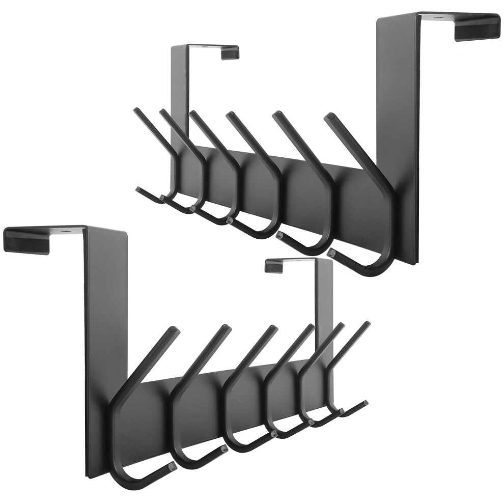 Webi Over The Door Hook Door Hanger:over The Door Towel Rack With 6 Hooks For Hanging,Over Door Coat Hanger Rack For Towels,Clothes,Bathroom,Black,2 5051222339923
