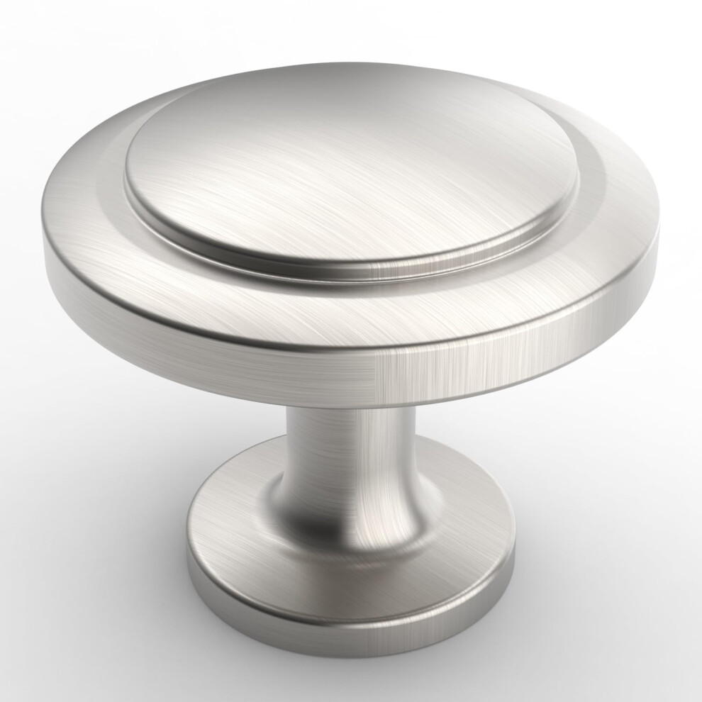 Furniware 12 Pack Cabinet Hardware Sturdy Knobs, Kitchen Door Cabinet Brushed Satin Nickel Antique Solid Knobs - 1-1/4" (30Mm) Diameter 5051222339404