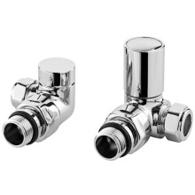 Chrome Corner Radiator Valves Towel Rail Valve Angled Pair Solid Brass 15mm TC-RVCC