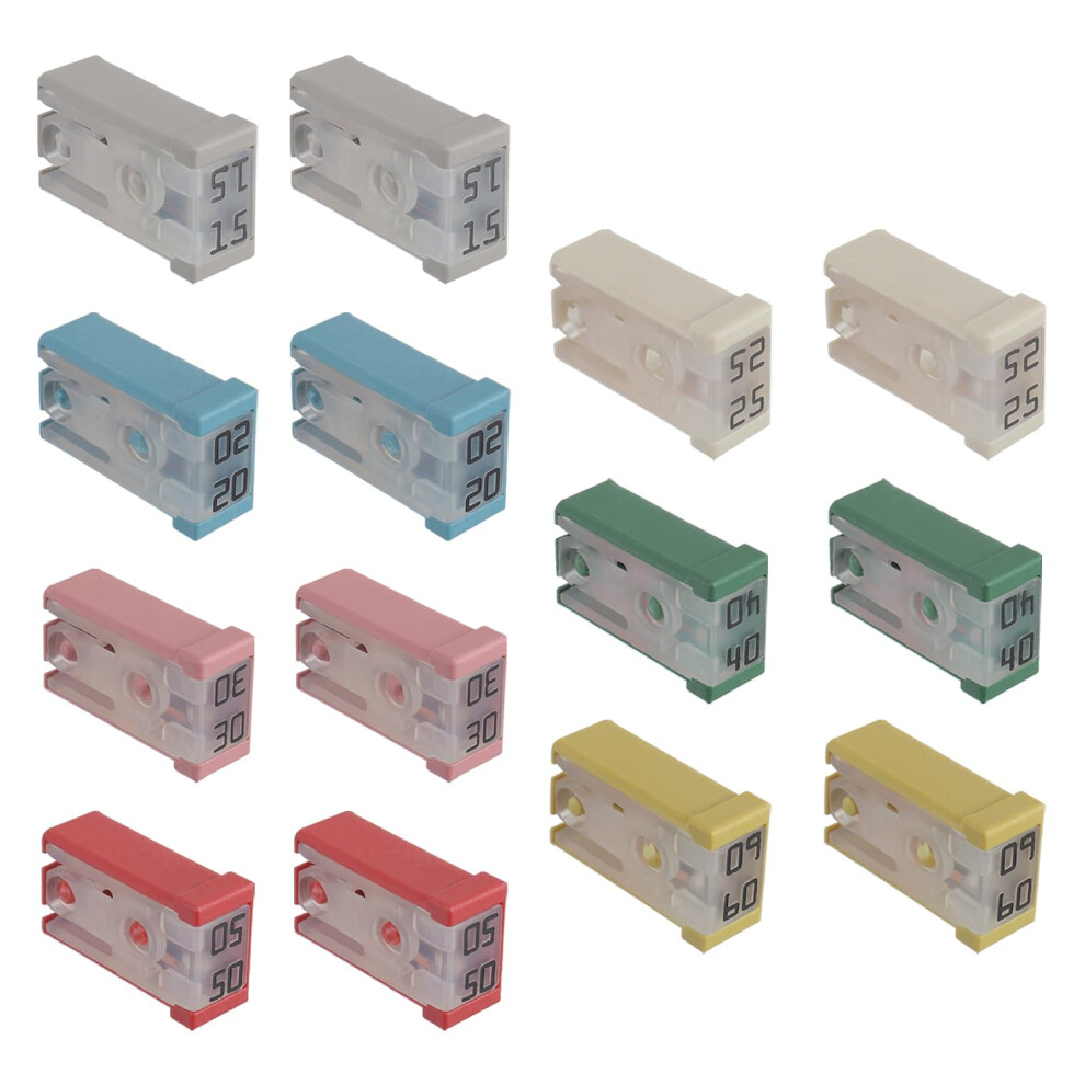 Eplzon 15A 20A 25A 30A 40A 50A 60A 32V Mini Slotted Automotive Mcase Shaped Cartridge Fuse Kit(Pack Of 14Pcs) 5051222342695