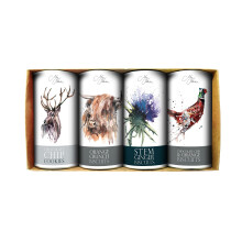 Meg Hawkins - Farrah's of Harrogate, 4 Drum Gift Set - Stag, Cow, Thistle, Pheasant, 4 x 160 g
