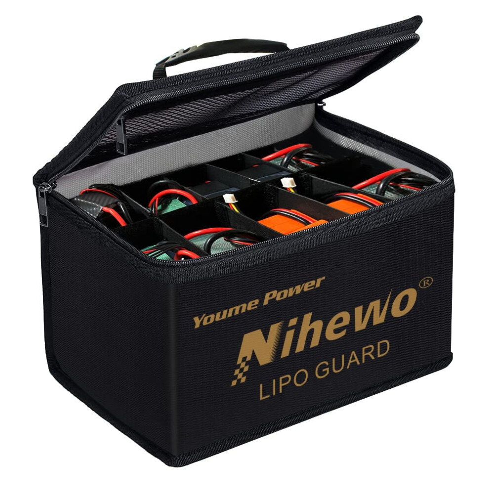Nihewo Lipo Safe Bag Fireproof Explosionproof Bag Organizer Large Capacity Lipo Guard Safe Pouch For Lipo Battery Storage & Transportation & Charging 5051222341513