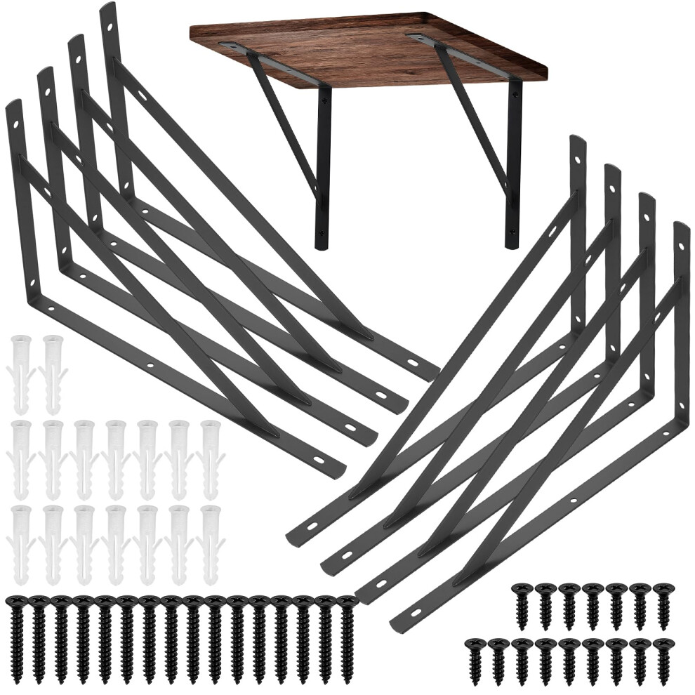 8 Pieces Shelf Brackets Heavy Duty, Wall Mounted Triangle Shelving Brackets, 90 Degree Right Angle Shelf Supporters Brace Brackets, For Living Room 5051222342008
