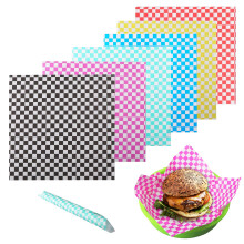 Tefola 300pcs Greaseproof Sandwich Wrappers 30x30cm, Waterproof Wax Paper Sheets for Burgers, Fries, Food Baskets, 6 Colours Checkered Design