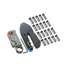eSynic Professional Coax Crimping Tool F Type Connector Compression Tool Set Coax Cable Crimper Tool Kit for RG59 RG6 with 20Pcs RG6 Coaxial Cable