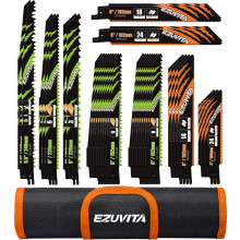 EZUVITA 36-Piece Reciprocating Saw Blade Set with Organizer Pouch - Metal&Wood Cutting, Pruning Saw Blades