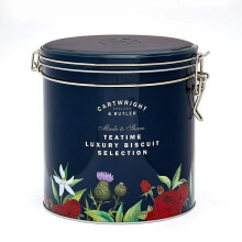 Cartwright & Butler Tea Time Luxury Biscuit Selection Barrel, Enriched with Buttery and Crumbly Classic Flavour, 580 g