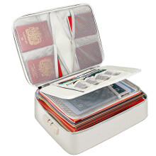 Tamfile Fireproof Document Box, 14.2''?10.6''?4'' Waterproof Document Organiser Bag with Lock, Portable File Storage Box for Passports, Certificates,